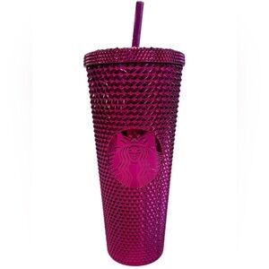 Starbucks‎ Tumbler 2022 Venti Sangria Berry Hot Pink Fuchsia Studded Holiday Cup